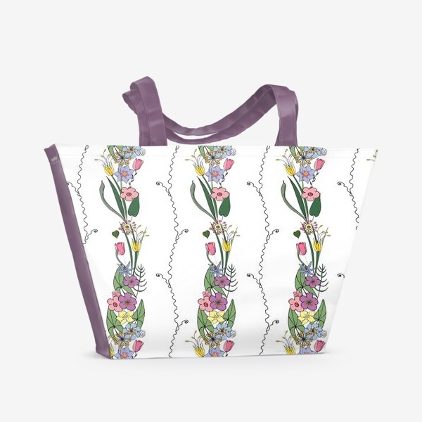 Пляжная сумка «цветочные веточки паттерн»