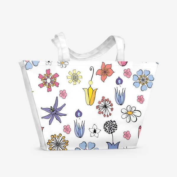 Пляжная сумка «цветочные дудлы»