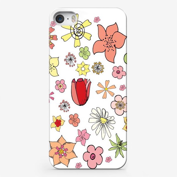 Чехол iPhone «Цветочные дудлы в круге»