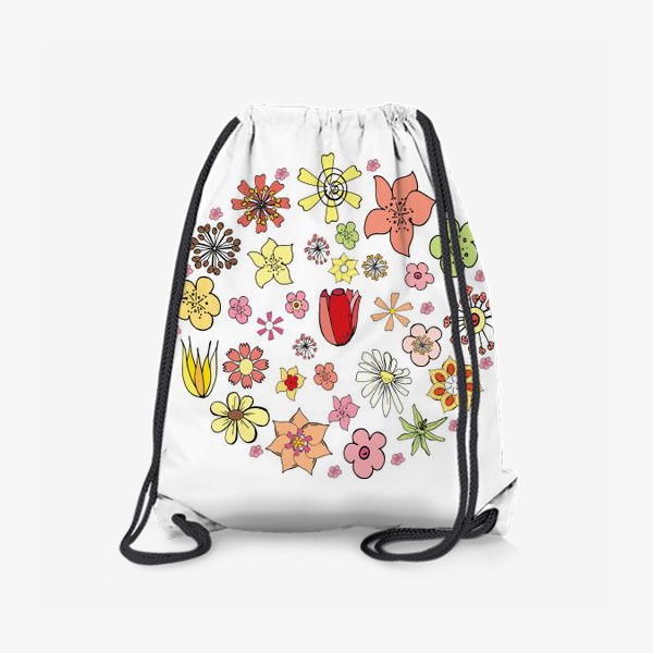 Рюкзак «Цветочные дудлы в круге»