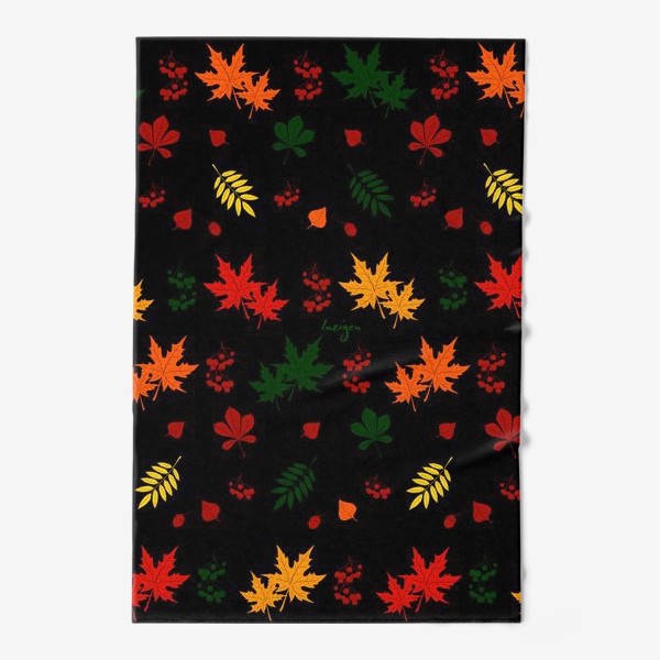 Полотенце «Осень. Листья (на черном)»