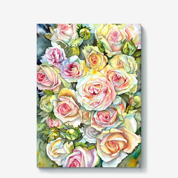 Холст «красивые белые розовые розы букет»
