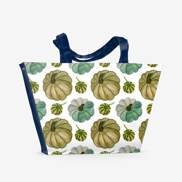 Пляжная сумка «Паттерн зелёные тыковки»