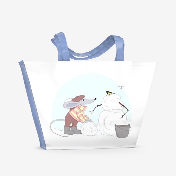 Пляжная сумка «Мышка и синичка»