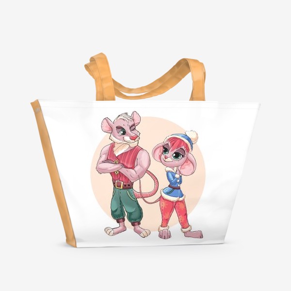Пляжная сумка «Мышки на Новый год»