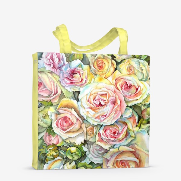 Сумка-шоппер «красивые белые розовые розы букет»