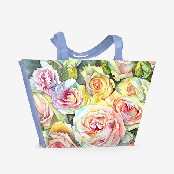Пляжная сумка «красивые белые розовые розы букет»