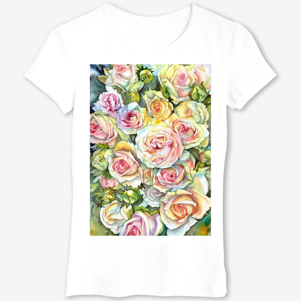 Футболка &laquo;красивые белые розовые розы букет&raquo;