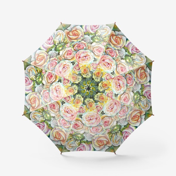 Зонт «красивые белые розовые розы букет»