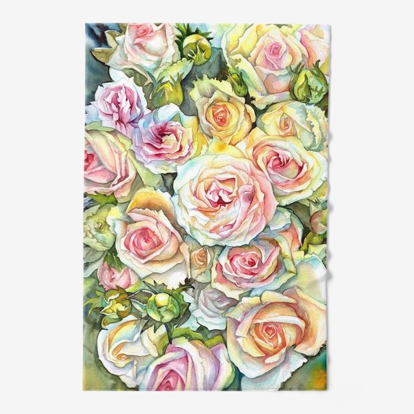 Полотенце «красивые белые розовые розы букет»