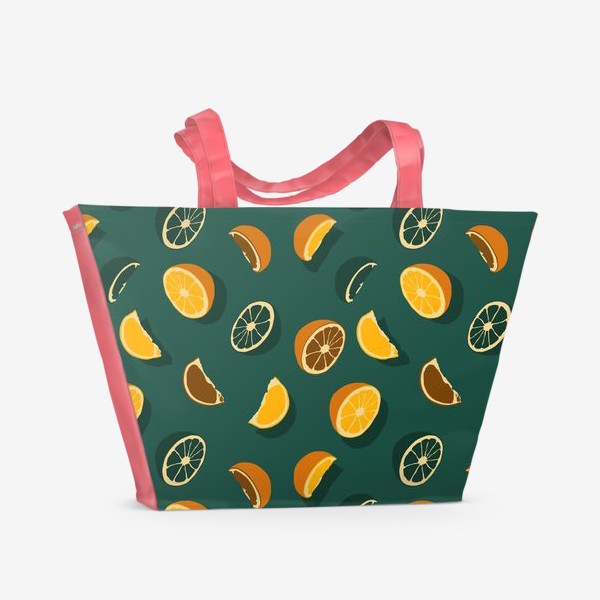 Пляжная сумка «Паттерн, апельсин, цитрус»