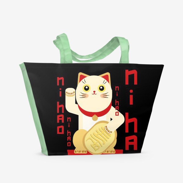 Пляжная сумка «Денежный кот Манэки-нэко»