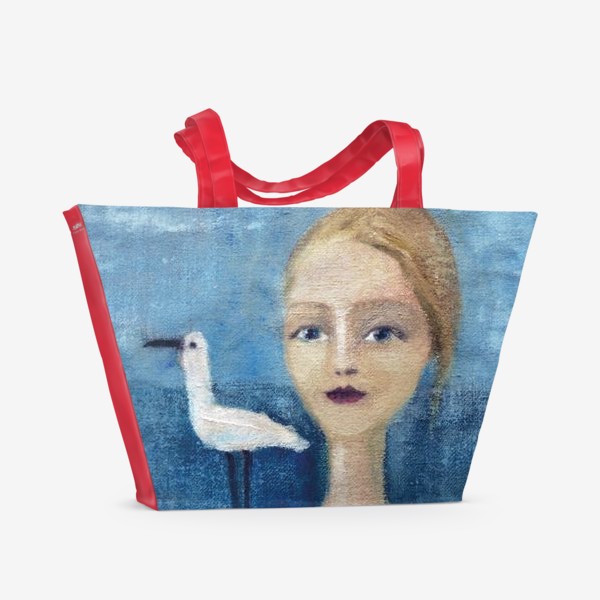 Пляжная сумка &laquo;Девушка и ручная чайка&raquo;