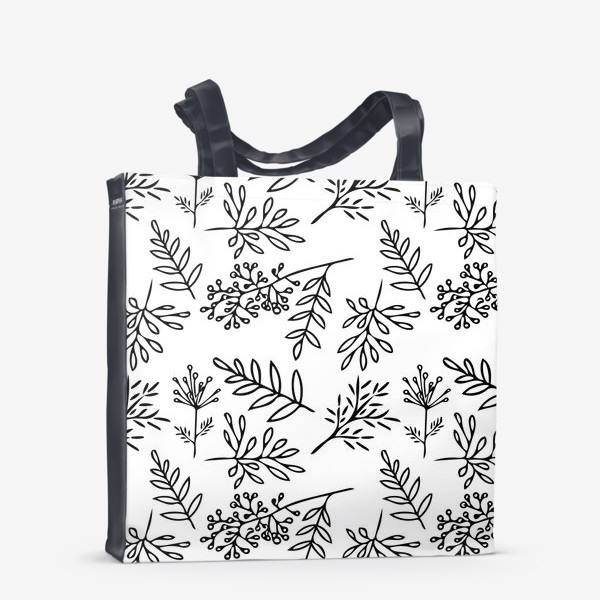 Сумка-шоппер «осенние листья черно-белые»