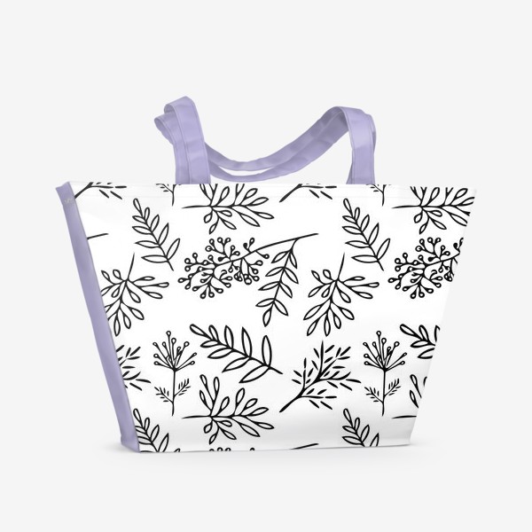 Пляжная сумка «осенние листья черно-белые»