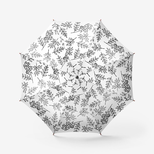 Зонт «осенние листья черно-белые»