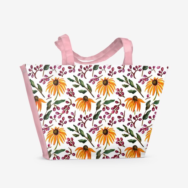 Пляжная сумка «Паттерн осенние цветы»