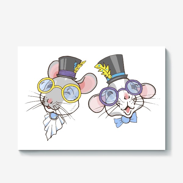 Холст &laquo;Мыши в шляпках&raquo;