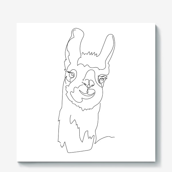 Холст «Забавная альпака/Лама. Графика. Линейный рисунок»