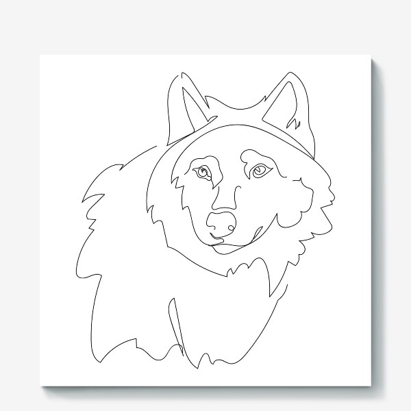 Холст «Волк. Графика. Линейный рисунок»