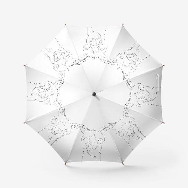 Зонт «Альпака/Лама. Графика. Линейный рисунок»
