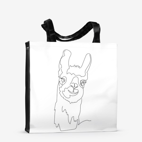 Сумка-шоппер «Забавная альпака/Лама. Графика. Линейный рисунок»