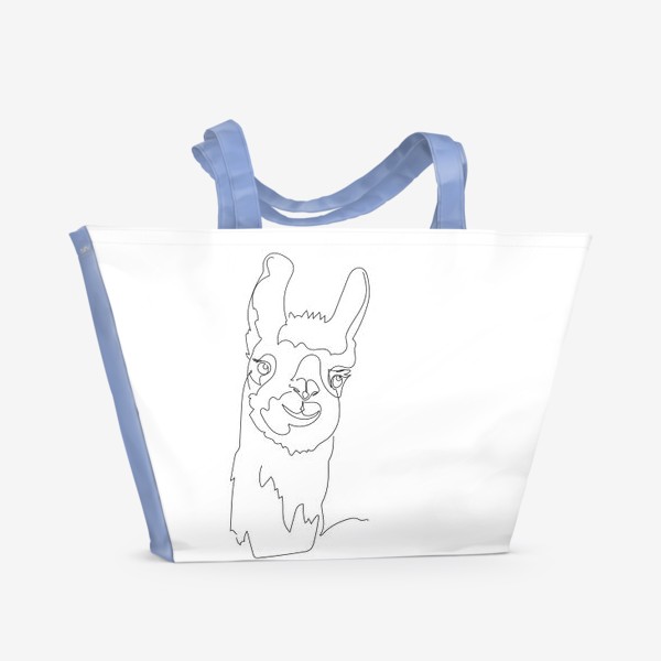 Пляжная сумка «Забавная альпака/Лама. Графика. Линейный рисунок»