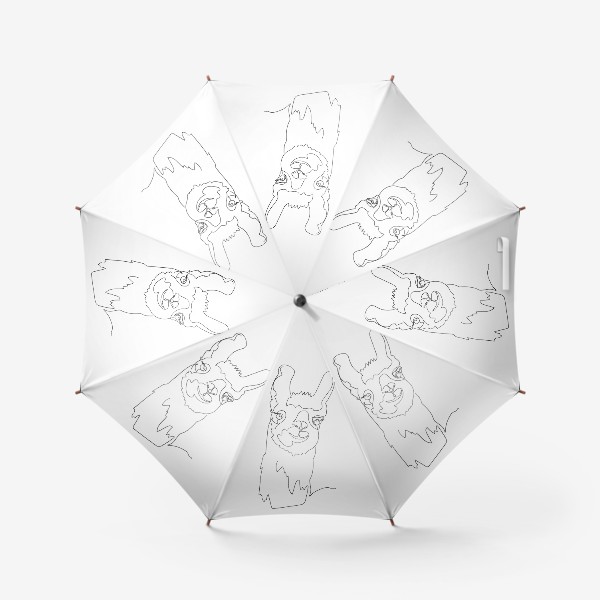 Зонт «Забавная альпака/Лама. Графика. Линейный рисунок»