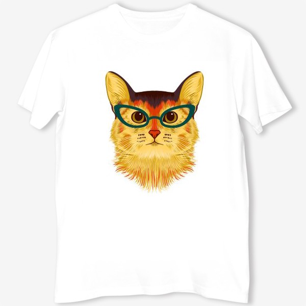 Футболка «Портрет абиссинской кошки в очках»
