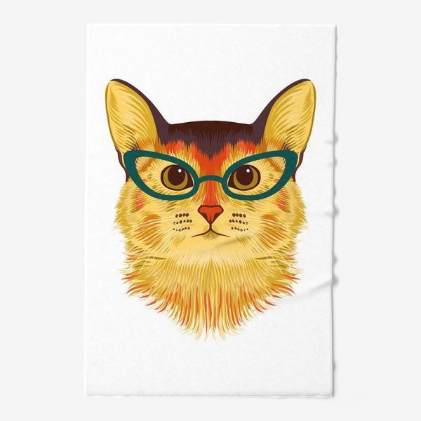 Полотенце «Портрет абиссинской кошки в очках»