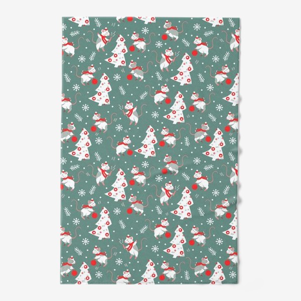 Полотенце «Новогодние мышки в шарфиках»