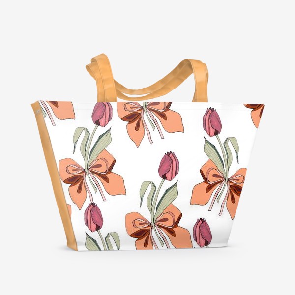Пляжная сумка «тюльпаны с бантиками»
