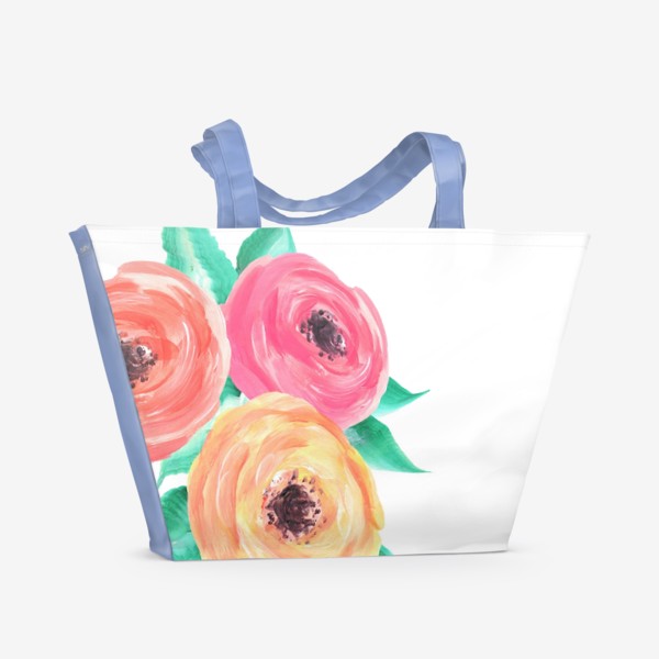 Пляжная сумка &laquo;Серия цветы, пионы, розы (акрил)&raquo;