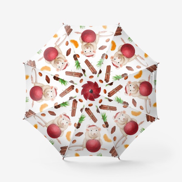 Зонт «Новогодняя мышка cо сладостями»