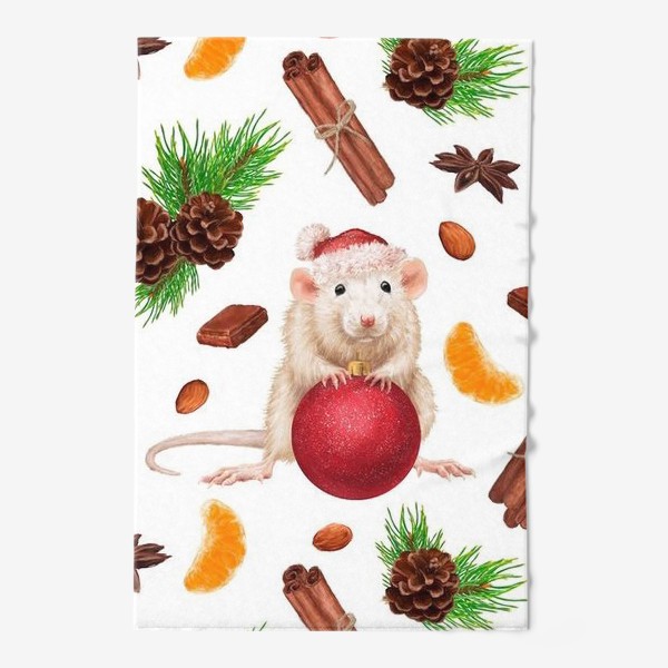 Полотенце «Новогодняя мышка cо сладостями»