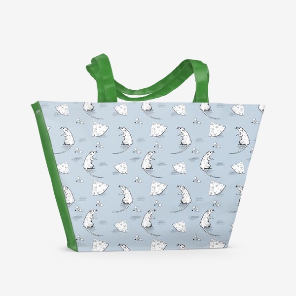 Пляжная сумка &laquo;Мышино-крысиный паттерн с сыром и ягодами&raquo;