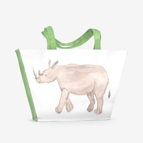Пляжная сумка «Акварельный носорог»