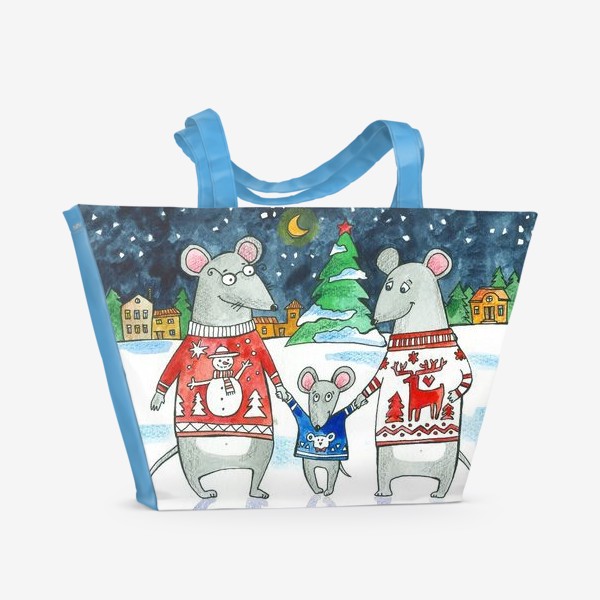 Пляжная сумка «Семья мышек. Зима»