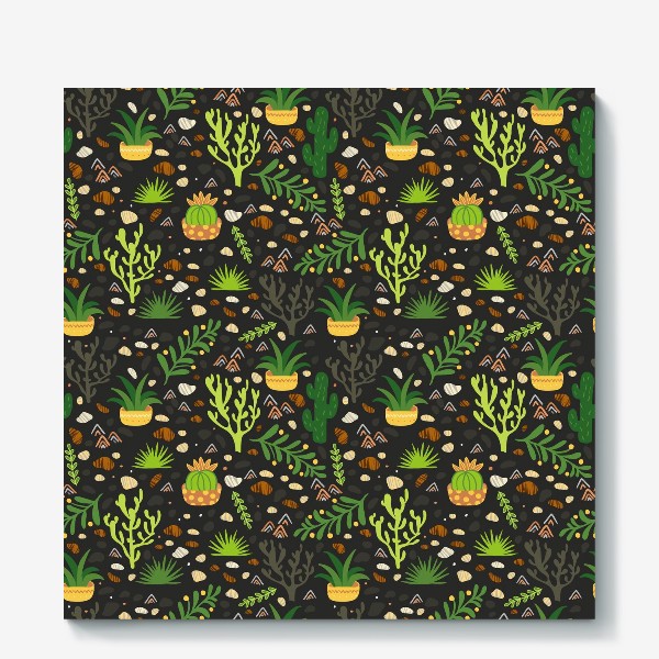 Холст «Зеленый кактусовый сад»