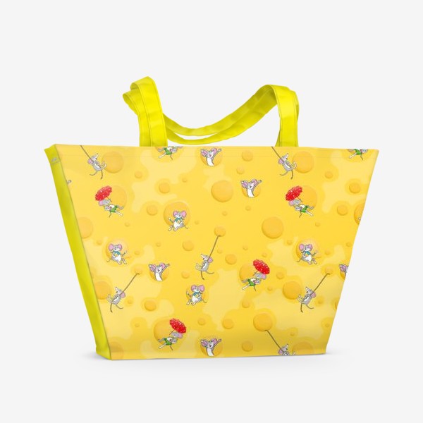Пляжная сумка «Беззаботные веселые мышки на сыре»