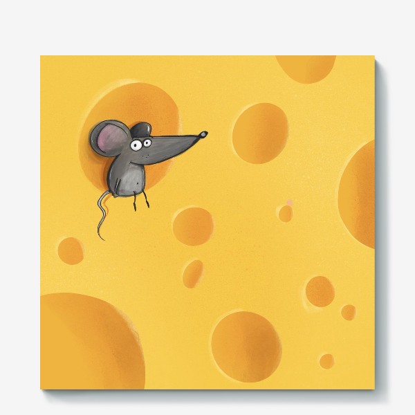 Холст «мышь на сыре»