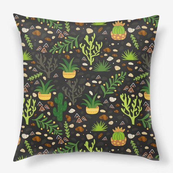 Подушка «Зеленый кактусовый сад»