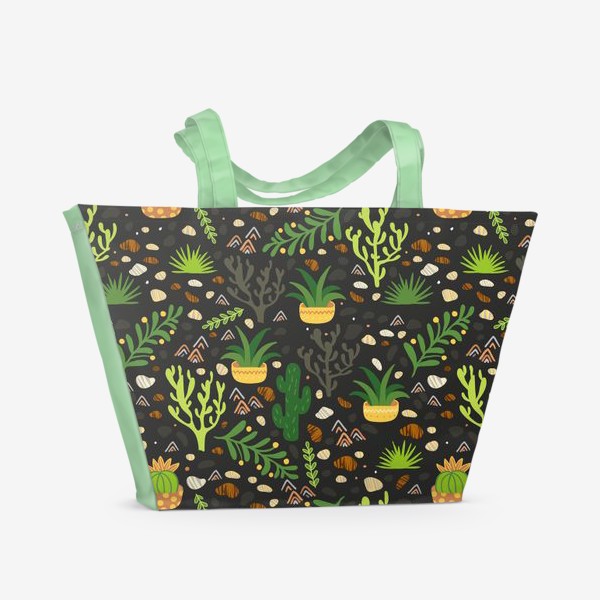 Пляжная сумка «Зеленый кактусовый сад»