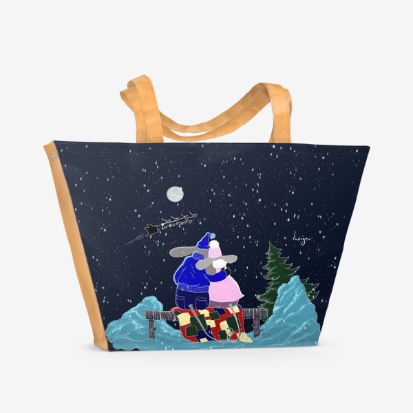 Пляжная сумка «Влюбленные мышки под луной»