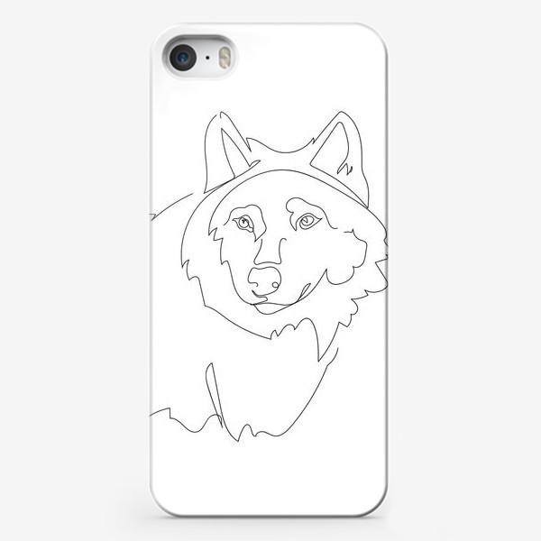 Чехол iPhone «Волк. Графика. Линейный рисунок»