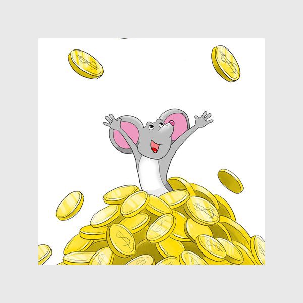 Шторы «Мышка купается в монетах»
