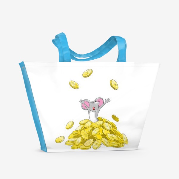 Пляжная сумка «Мышка купается в монетах»