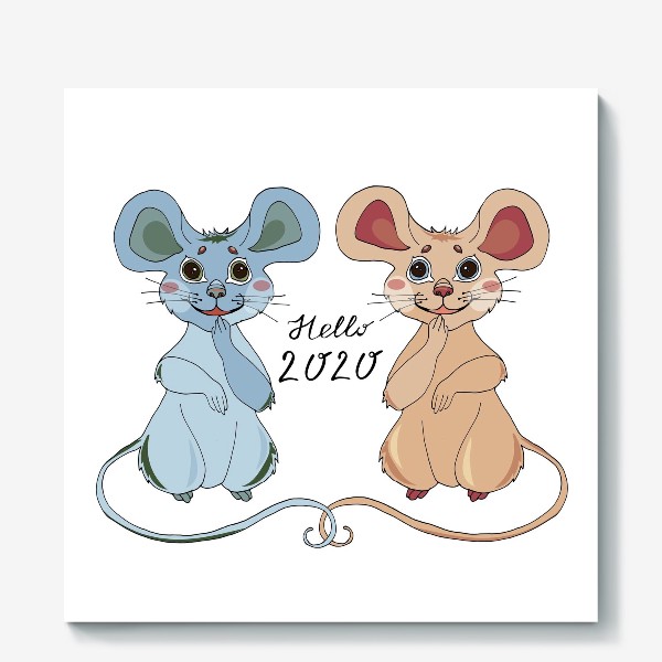 Холст &laquo;Мышки ждут новый год&raquo;
