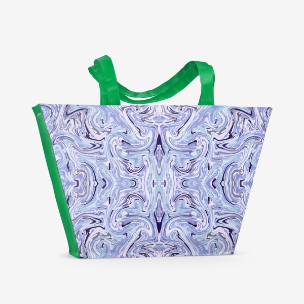 Пляжная сумка «Мраморная текстура, голубой и сиреневый»