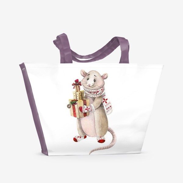 Пляжная сумка «Мышонок Новый год»